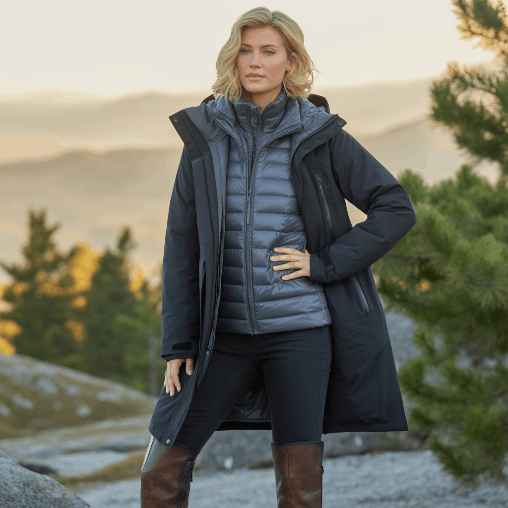 Winter coat styling with a 3-in-1 coat featuring removable insulated inner layer