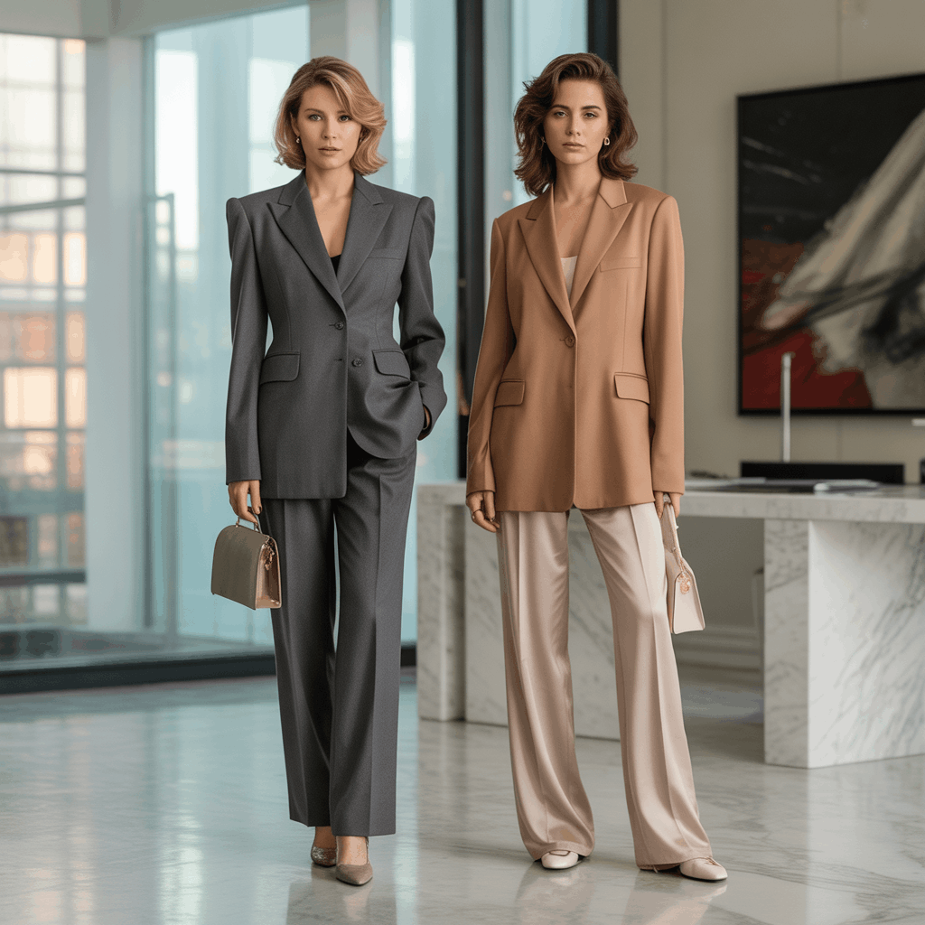 Power dressing history table highlighting modern focus on quality, fit, and personal expression