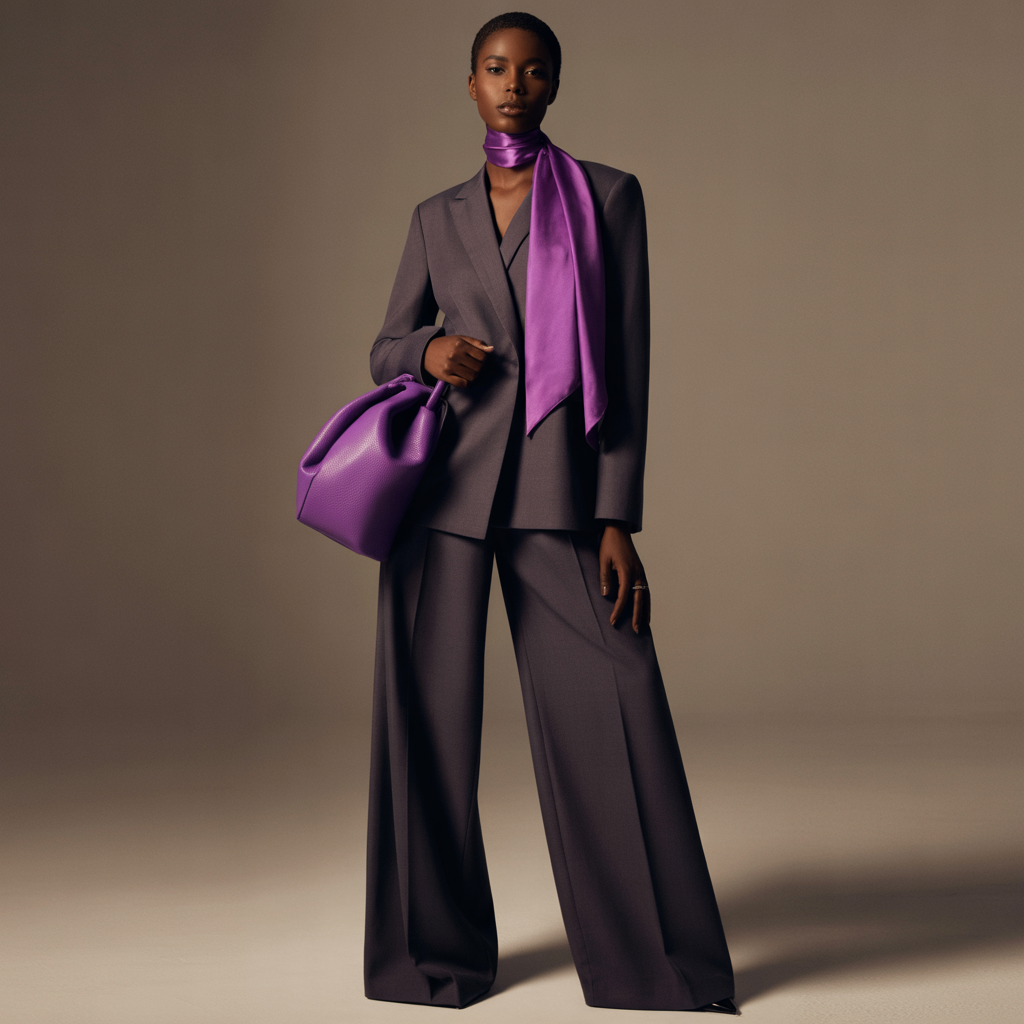 How to Style a Colourful Coat: Bold Winter Outfits That Look Chic 8 Bold coat styled with a purple accessory for jewel-tone contrast