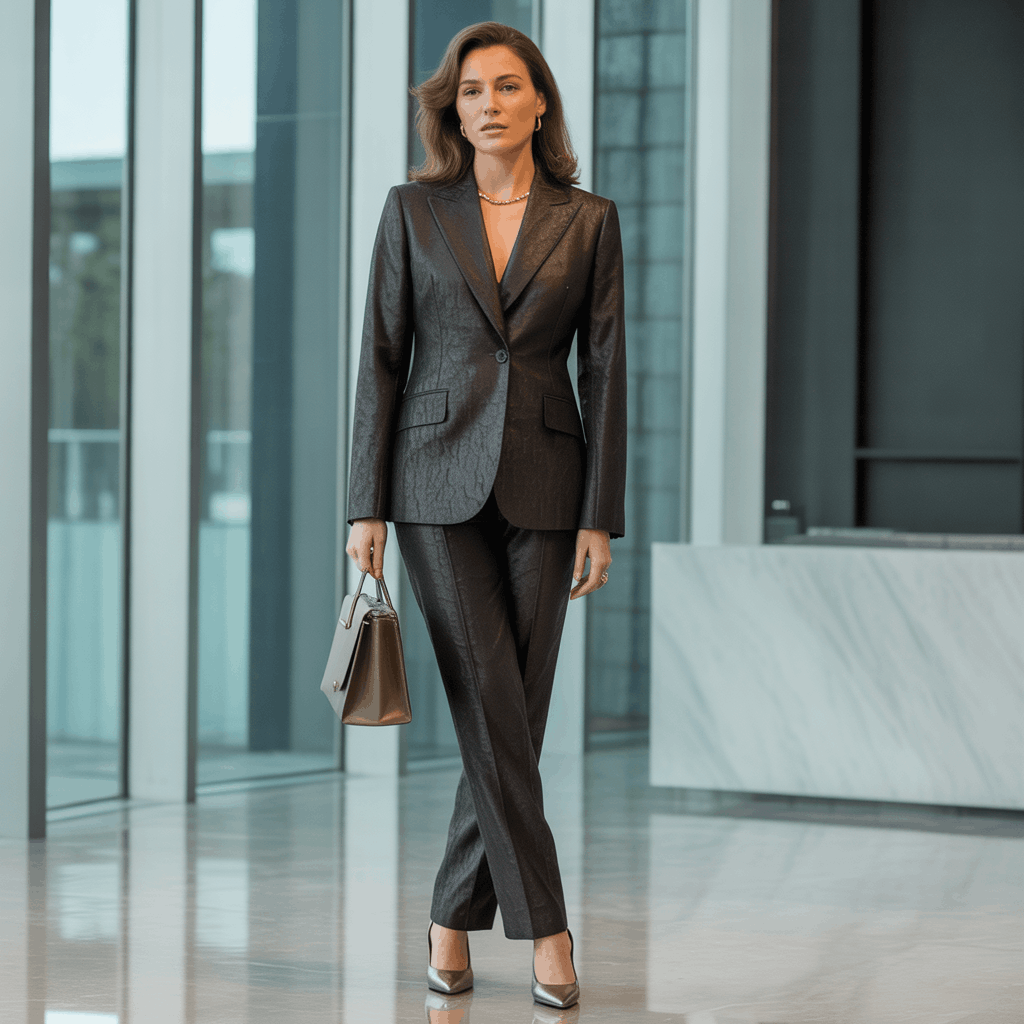 Premium knit and crepe materials showing refined texture and tailored drape