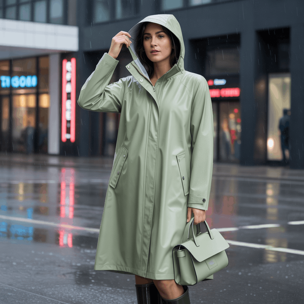 Lightweight raincoat shell styled for wet weather and everyday wear