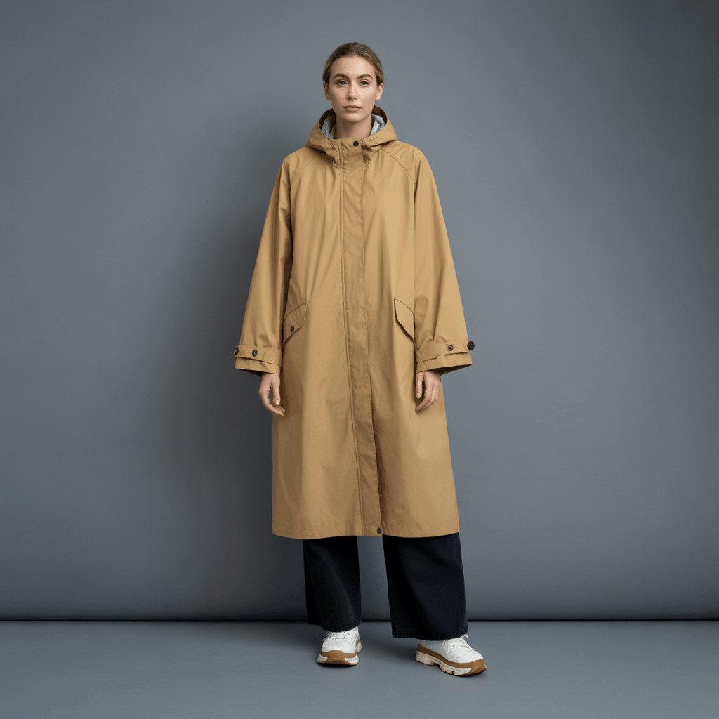 Lightweight raincoat shell styled for wet weather and everyday wear