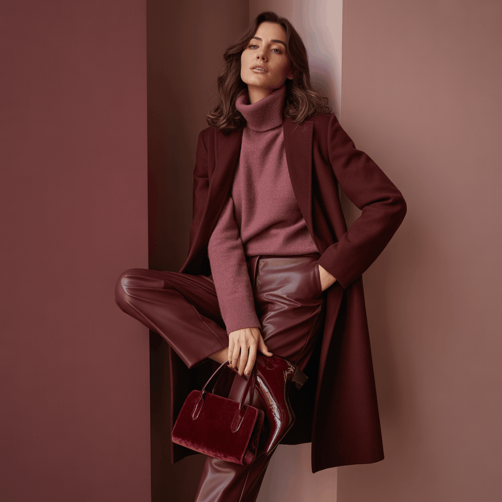 How to Style a Colourful Coat: Bold Winter Outfits That Look Chic 3 Bold coat styled with matte wool, cashmere sweater, and velvet accessories