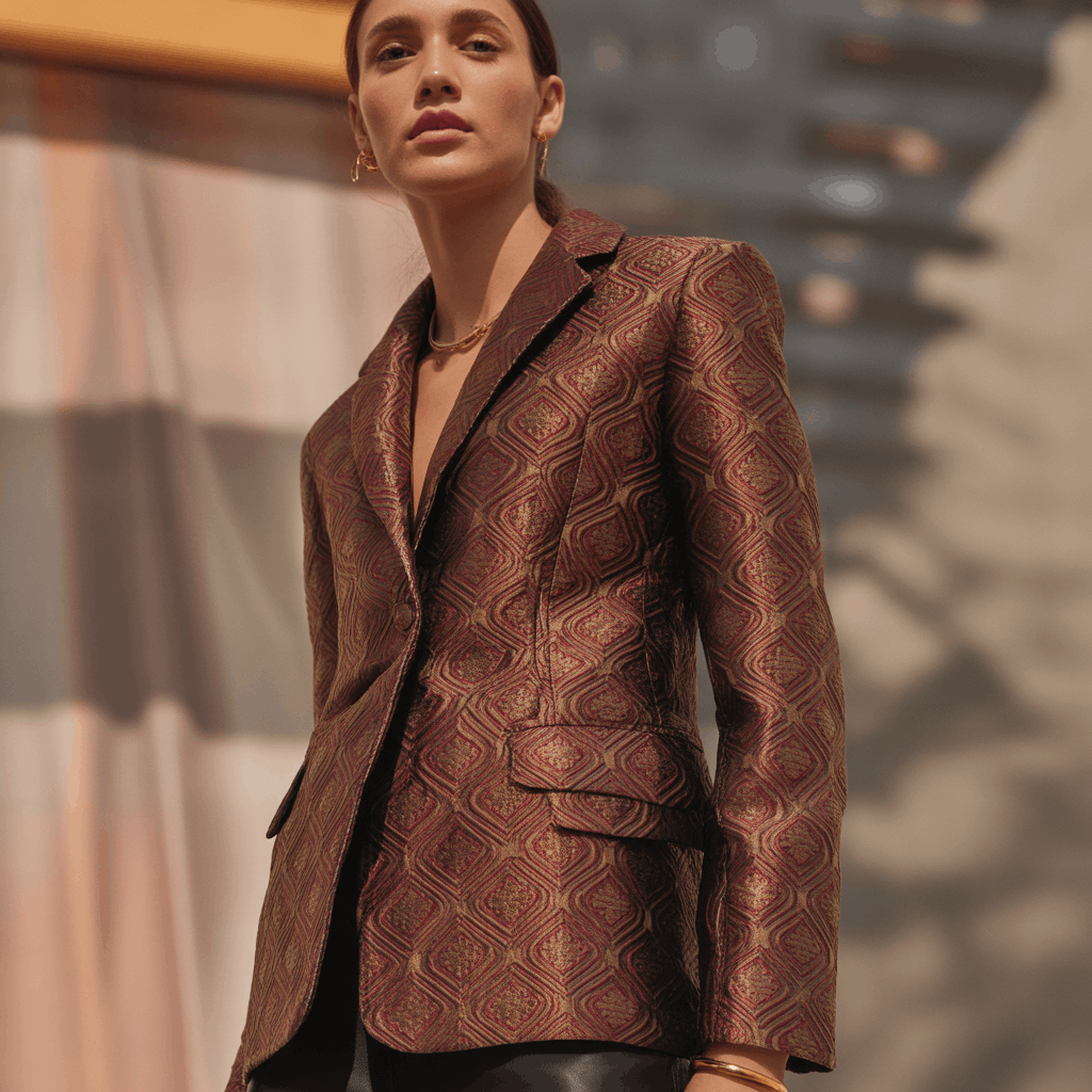 Tapestry Jacket Outfit Ideas: A 5-Step Guide to Fit, Style & Longevity 3 Close-up of jacquard tapestry fabric with embossed brocade detail