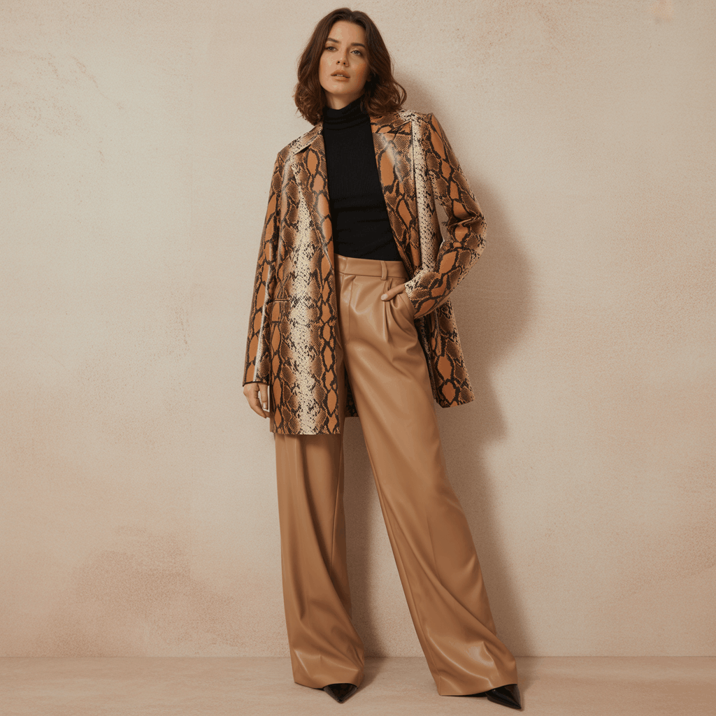 Animal print womens overcoat with a bold statement look