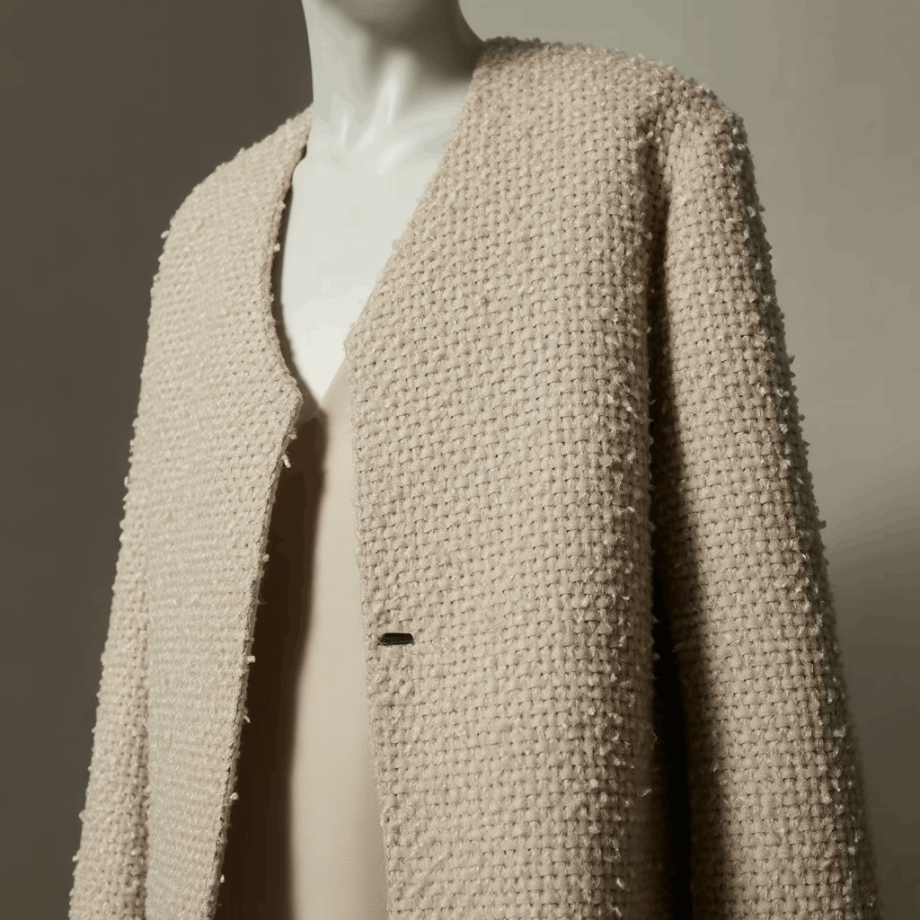 Textured bouclé over coat for women with a polished classic finish