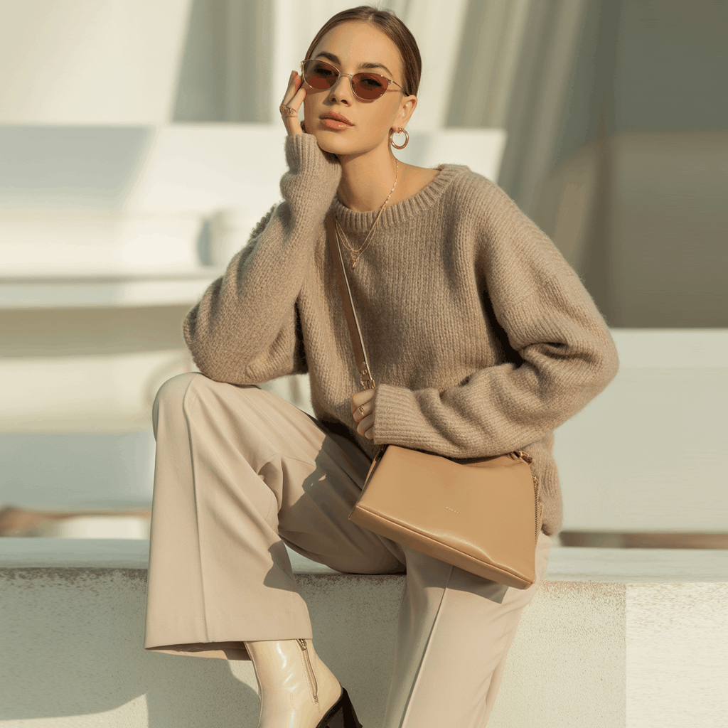 32 Elegant Beige Outfits for Women With a Classic, Old-Money-Inspired Feel 61 Knit sweater adding warmth and texture to a timeless neutral outfit.