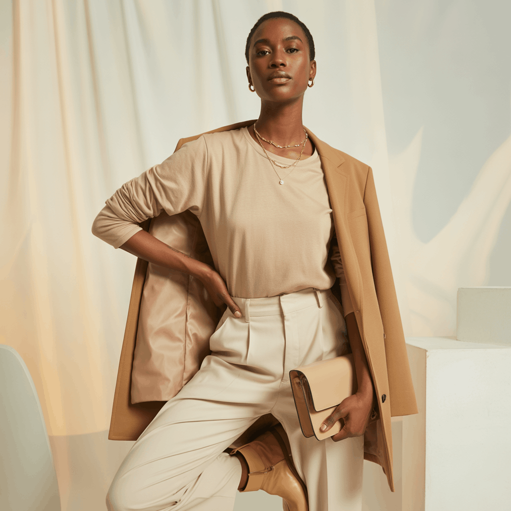 32 Elegant Beige Outfits for Women With a Classic, Old-Money-Inspired Feel 64 Long-sleeve tee layered under outerwear as a simple base for everyday beige outfits.