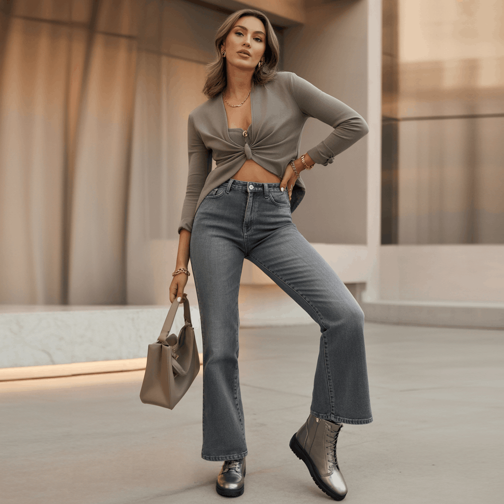 Grey Jeans Outfits for Women - 15 Low-Effort Looks That Slay 6 Fashion guide showing how to style grey jeans with low-effort outfit ideas for everyday and night-out styling.