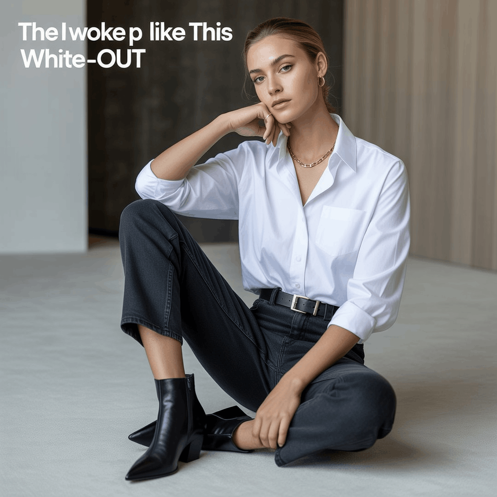 Grey Jeans Outfits for Women - 15 Low-Effort Looks That Slay 7 Dark charcoal grey jeans outfit with crisp white button-down, gold necklace, black belt, and pointed black ankle boots.