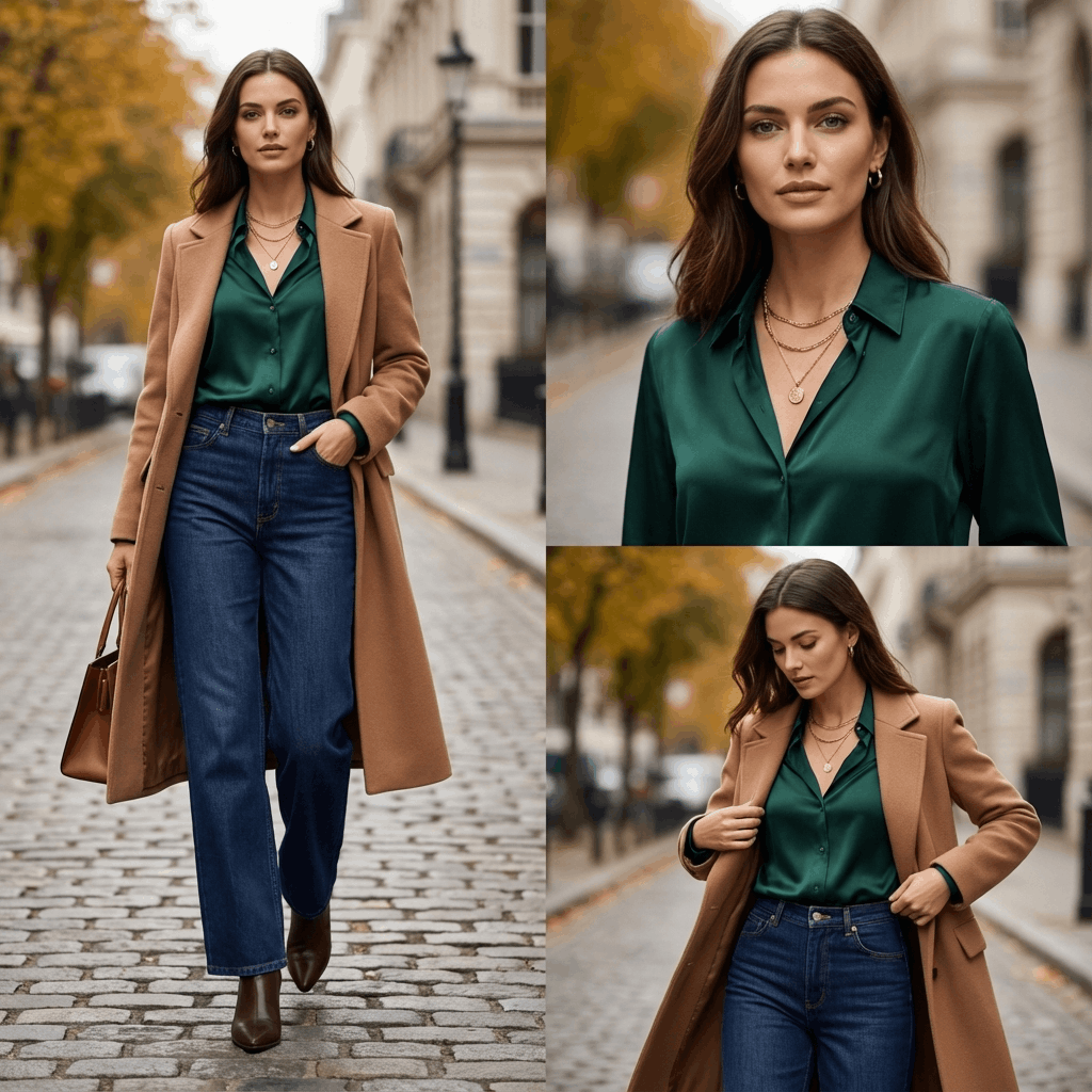 9 Genius Ways to Style Wide Leg Jeans for Effortless Autumn Outfits 15 style denim wide leg jeans with a satin blouse and tailored coat for a polished look