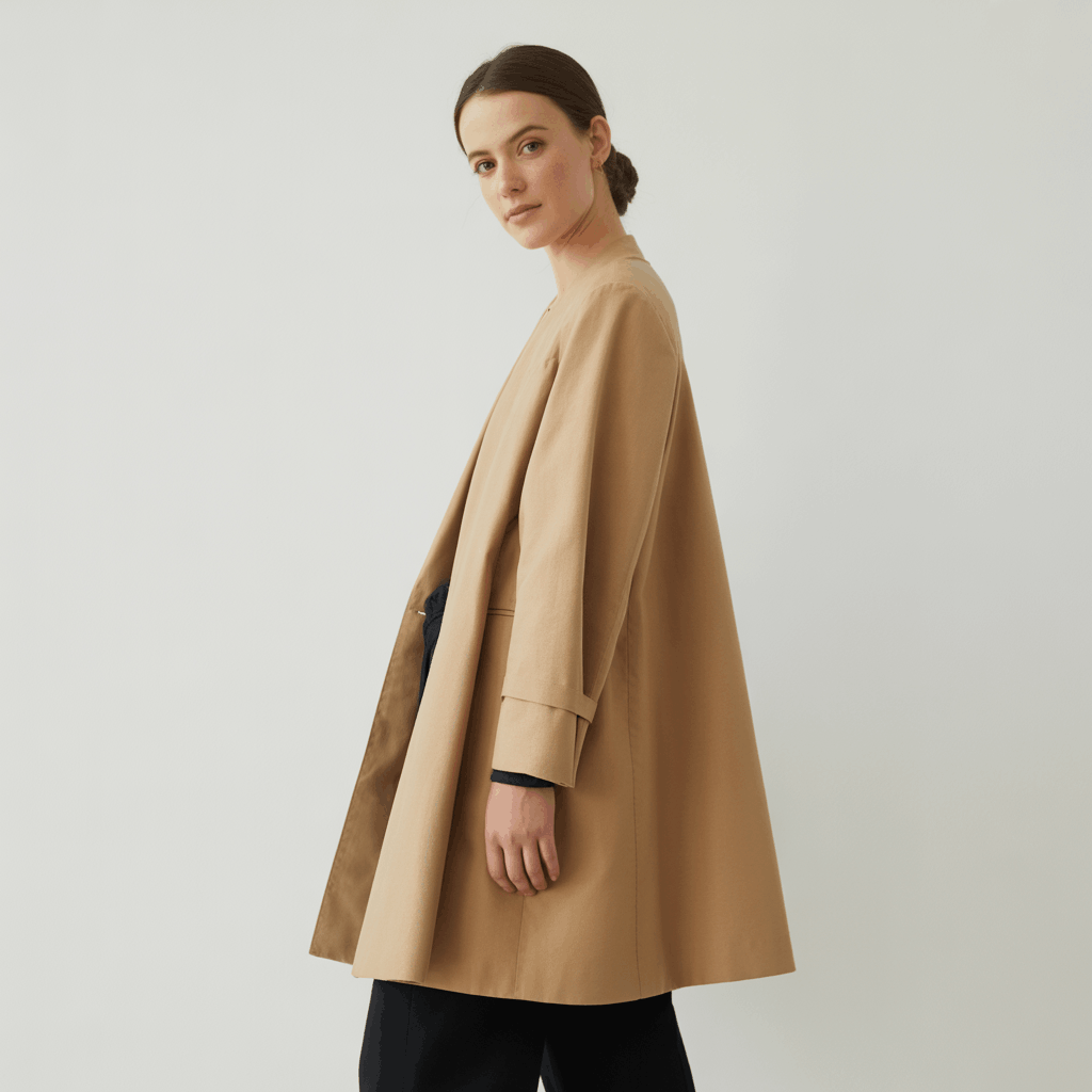 Coat types womens love, featuring an elegant swing coat with a fitted top and softly flared hem.