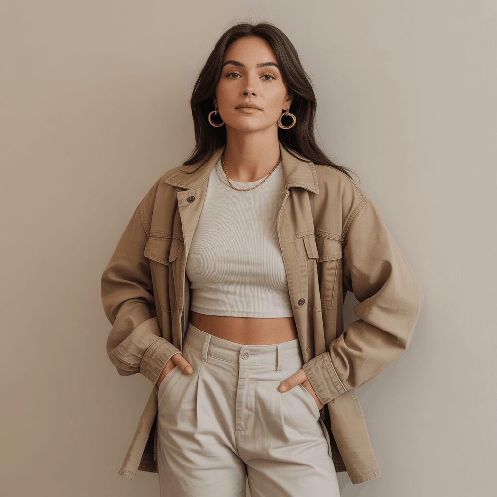 32 Elegant Beige Outfits for Women With a Classic, Old-Money-Inspired Feel 57 Woman wearing tonal beige layers styled as a polished monochrome beige outfit.