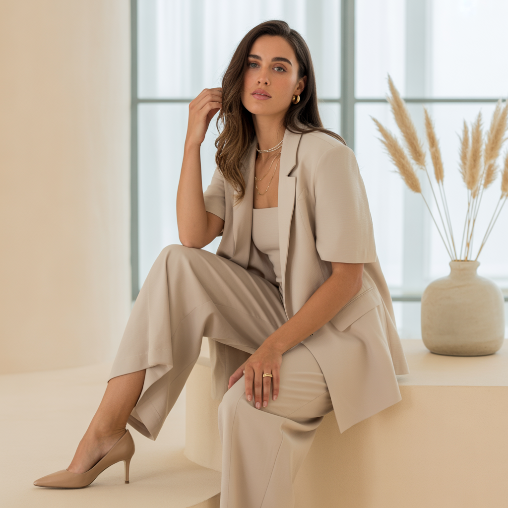 32 Elegant Beige Outfits for Women With a Classic, Old-Money-Inspired Feel 2 a realistic fashion photograph featuring yV2kmw35TFKNLGbuc4KTfg OSL qgSTzO ZmJVlgaBBA