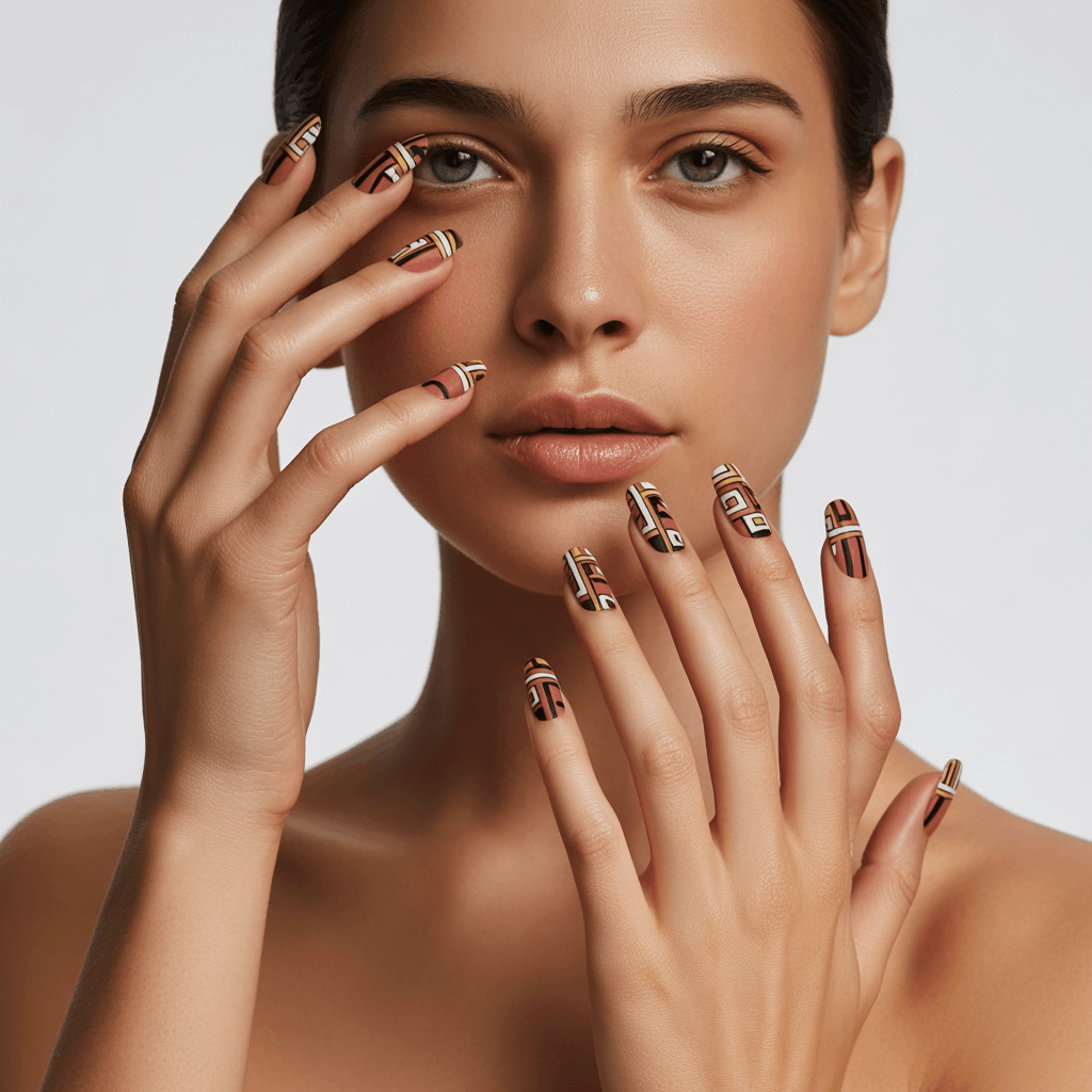21 Cinco de Mayo Nails Ideas for the Most Stunning Festive Manicure 7 cinco de mayo nails ideas geometric Aztec nail art