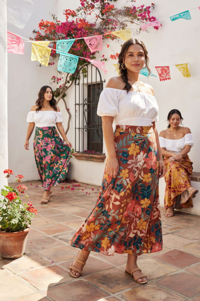 23 Plus Size Cinco de Mayo Outfit Ideas for the Cutest Fiesta Look Ever 22 plus size cinco de mayo outfit ideas colorful maxi skirt white bardot top