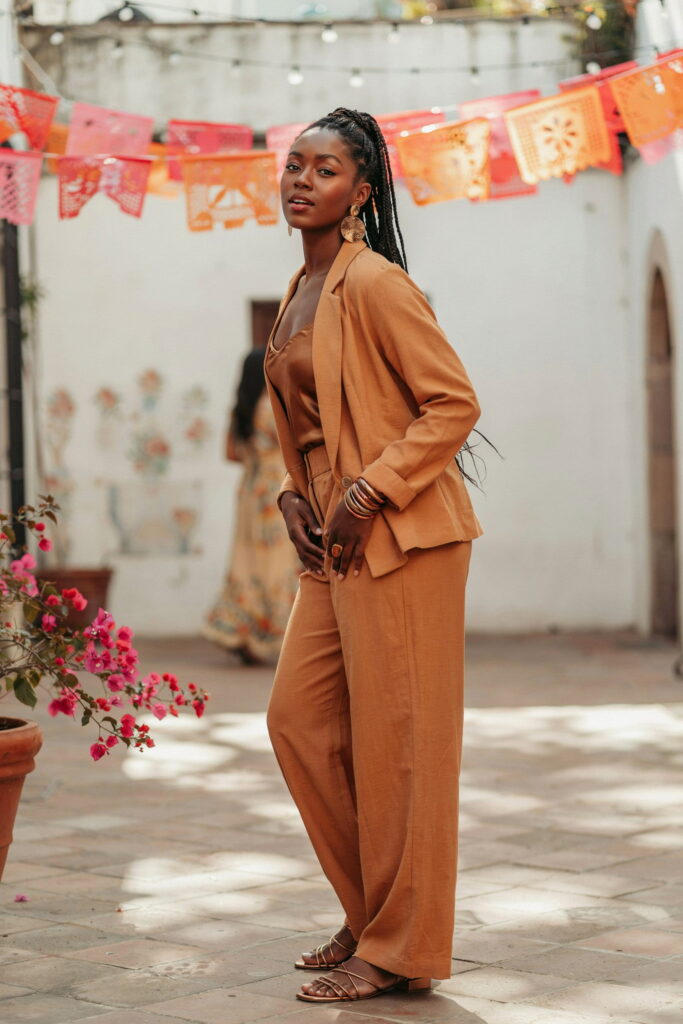 cinco de mayo outfit black women amber two piece set bronze accessories